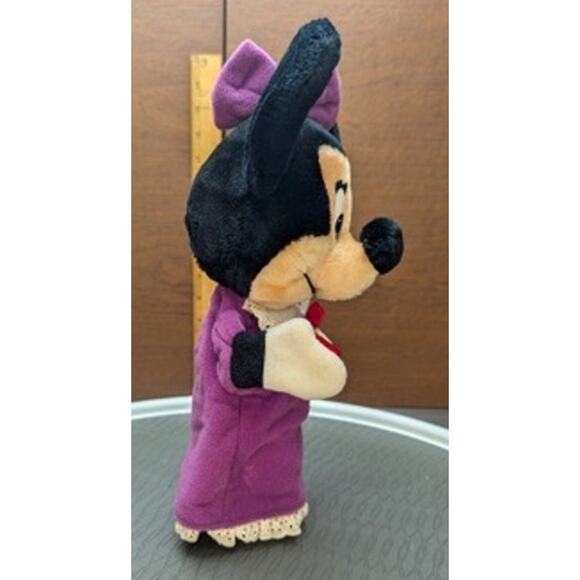 Vintage Minnie Mouse Hand Puppet Walt Disney Productions Purple Bow Dress Lace - Picture 2 of 13
